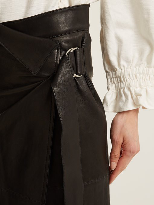 Isabel Marant Breyson Leather Wrap Skirt In Black | ModeSens