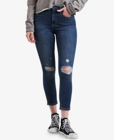 Shop Levi's 721 Ripped High-rise Skinny Jeans In Dark Blue