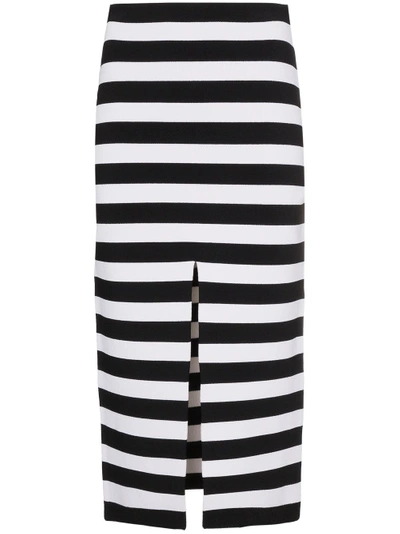 striped slit skirt