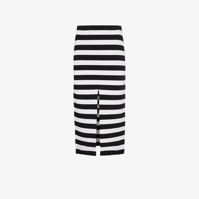 Shop Proenza Schouler Striped Slit Skirt In Black