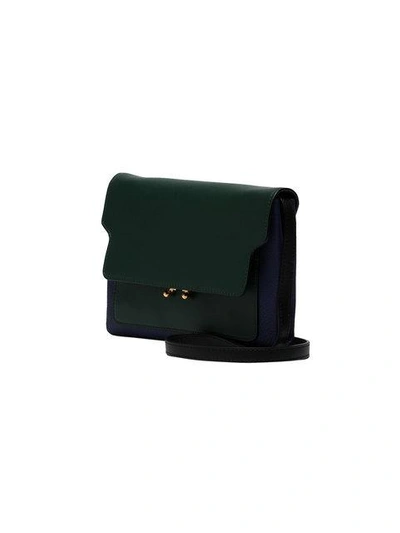 Shop Marni Green And Blue Trunk Mini Leather Shoulder Bag