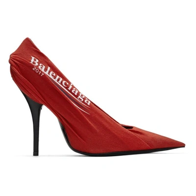 Shop Balenciaga Red Campaign Logo Knife Heels