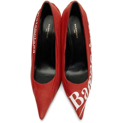 Shop Balenciaga Red Campaign Logo Knife Heels
