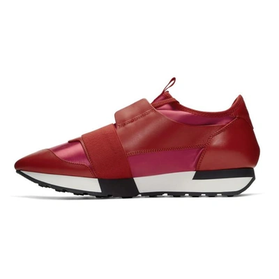 Shop Balenciaga Red Race Sneakers