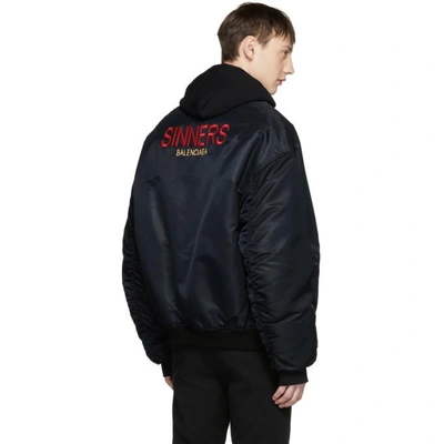 Shop Balenciaga Black 'sinners' Wobble Bomber Jacket