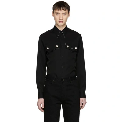 Shop Calvin Klein 205w39nyc Black Wool Flap Pocket Shirt In 001 Black