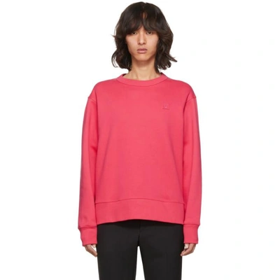 Shop Acne Studios Pink Fairview Face Sweatshirt In Neon Pink