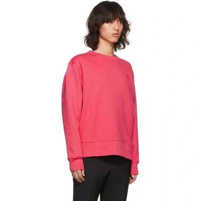 Shop Acne Studios Pink Fairview Face Sweatshirt In Neon Pink