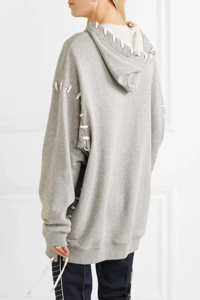 Shop Jonathan Simkhai Oversized Whipstitched Cotton-jersey Hooded Top In Gray