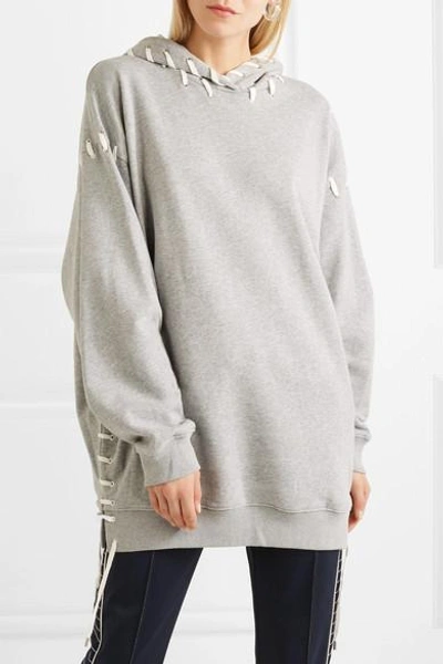 Shop Jonathan Simkhai Oversized Whipstitched Cotton-jersey Hooded Top In Gray