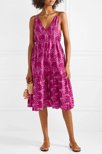 Shop Apiece Apart Daphne Printed Cotton And Silk-blend Dress In Pink