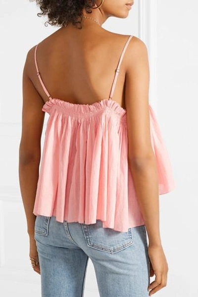 Shop Apiece Apart Sanna Cropped Ruffled Cotton Camisole In Baby Pink