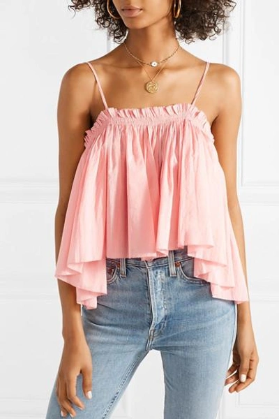 Shop Apiece Apart Sanna Cropped Ruffled Cotton Camisole In Baby Pink