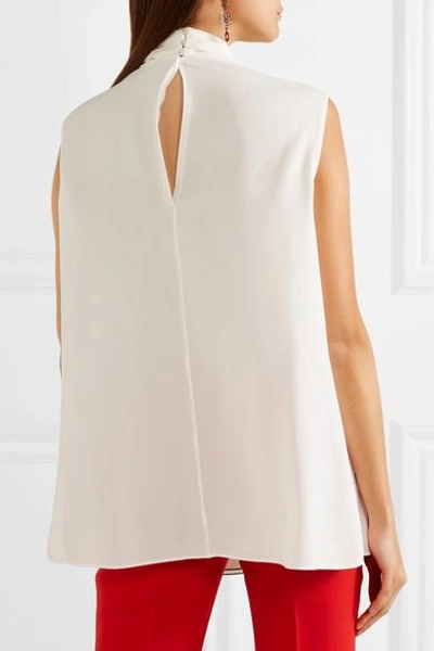 Shop Alexander Mcqueen Pussy-bow Silk-georgette Top In Ivory