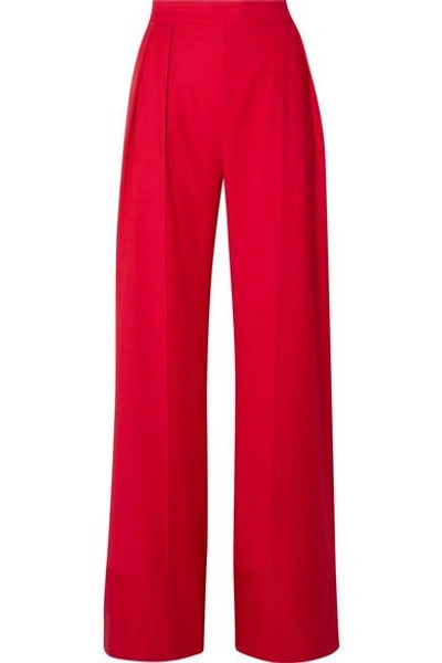 Shop Michael Lo Sordo Wool Wide-leg Pants In Red