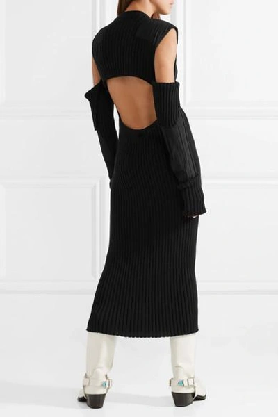Shop Calvin Klein 205w39nyc Cutout Ribbed Cotton Midi Dress In Black