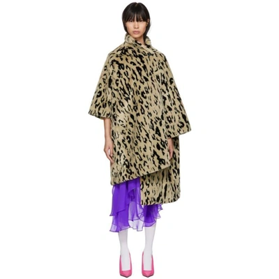 Shop Balenciaga Beige Leopard Pulled Opera Coat