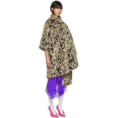 Shop Balenciaga Beige Leopard Pulled Opera Coat