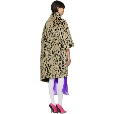 Shop Balenciaga Beige Leopard Pulled Opera Coat