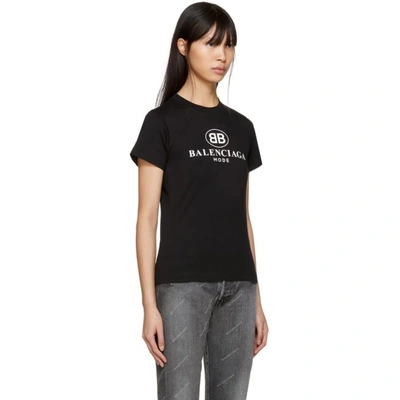 Shop Balenciaga Black Bb Mode Semi Fitted T-shirt