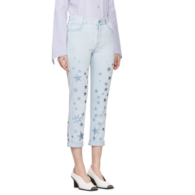 Shop Stella Mccartney Blue Metallic Stars Boyfriend Jeans In 4300 Sun Fa