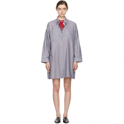 Shop Acne Studios White And Navy Striped Jacui Shirt Dress In White Pinst