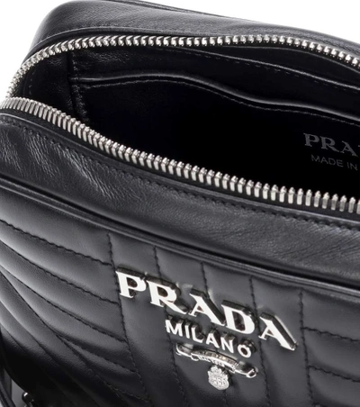 Shop Prada Diagramme Leather Crossbody Bag In Black
