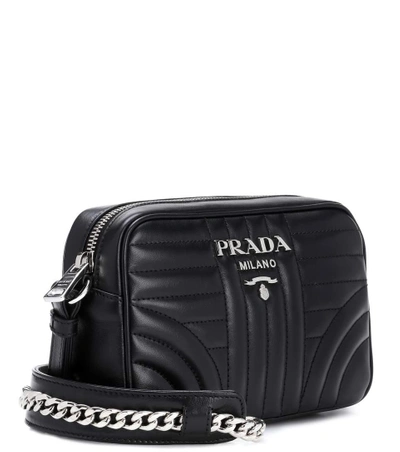 Shop Prada Diagramme Leather Crossbody Bag In Black