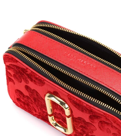 Shop Marc Jacobs Snapshot Small Velvet Camera Bag In Red
