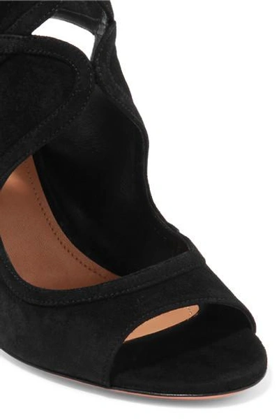 Shop Aquazzura Antonia Cutout Suede Sandals In Black