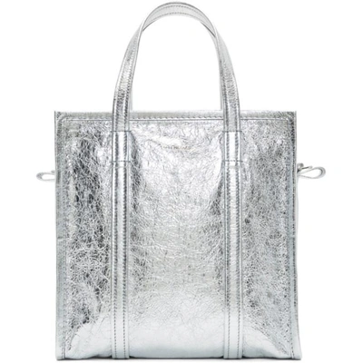 Shop Balenciaga Silver Small Aj Bazar Shopper Tote