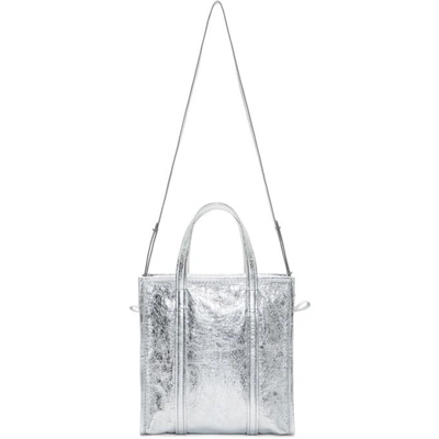 Shop Balenciaga Silver Small Aj Bazar Shopper Tote