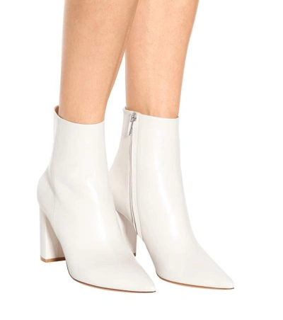 Shop Gianvito Rossi Piper 85 Leather Ankle Boots In White