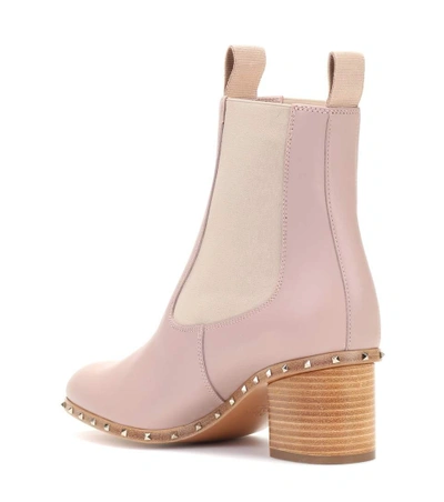 Shop Valentino Soul Rockstud Leather Ankle Boots In Pink