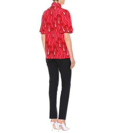 Shop Valentino Printed Silk Top In Red