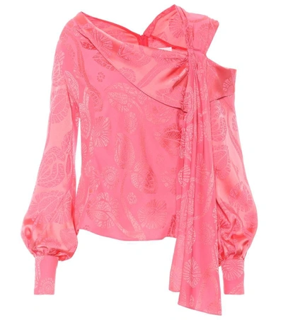 Shop Peter Pilotto Satin Jacquard Top In Pink