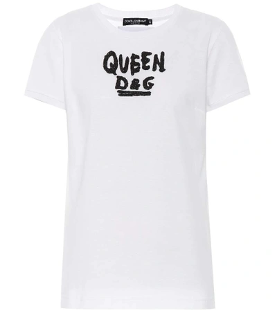 Shop Dolce & Gabbana Embellished Cotton T-shirt