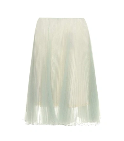 Shop Prada Pleated Skirt In Green