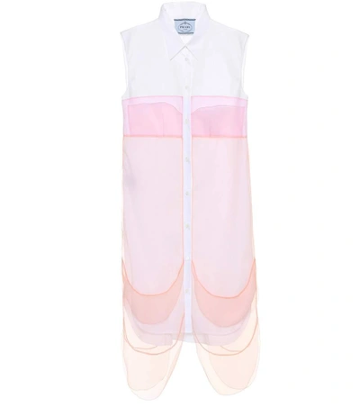 Shop Prada Sleeveless Shirt Dress In Pink