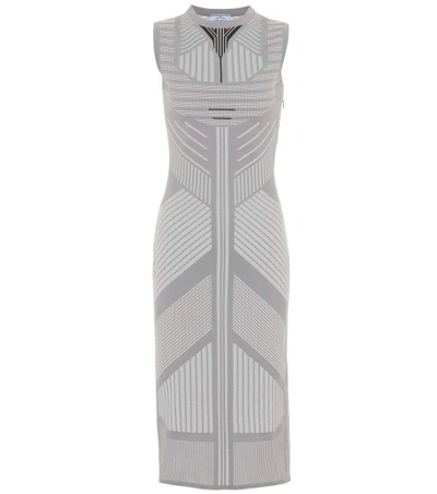 Shop Prada Sleeveless Dress In Grey