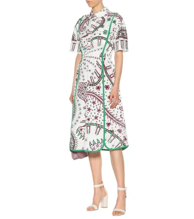 Shop Valentino Printed Cotton Dress In Multicoloured
