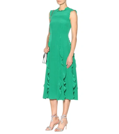 Shop Red Valentino Sleeveless Silk Midi Dress In Green