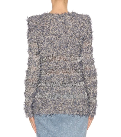 Shop Balmain Cotton-blend Sweater In Blue
