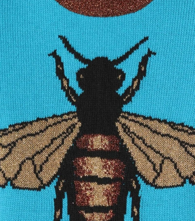 Shop Gucci Intarsia-knit Wool Sweater In Turquoise