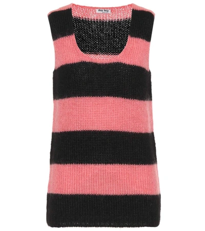 Shop Miu Miu Mohair-blend Sweater Vest In Pink