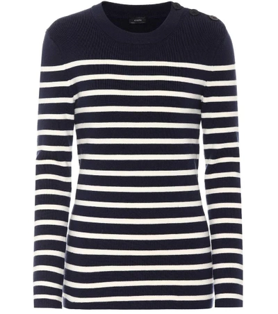 Shop Joseph Striped Wool-blend Sweater In Blue