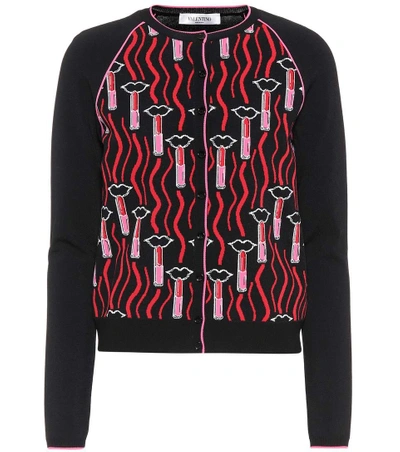 Shop Valentino Intarsia-knit Cardigan In Multicoloured