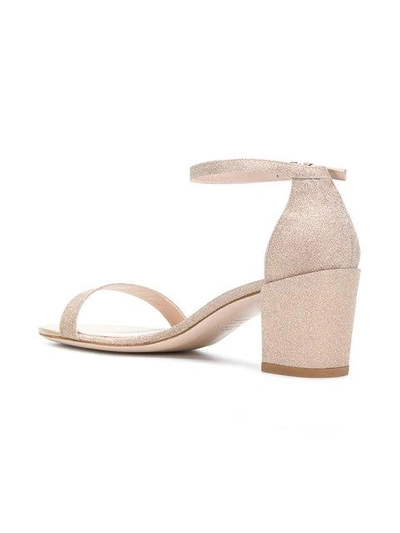 Shop Stuart Weitzman Simple Glitter Sandals - Neutrals