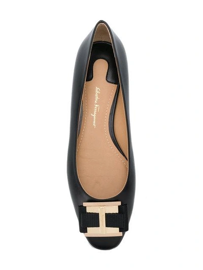 Shop Ferragamo Bow Detail Ballerina Flats