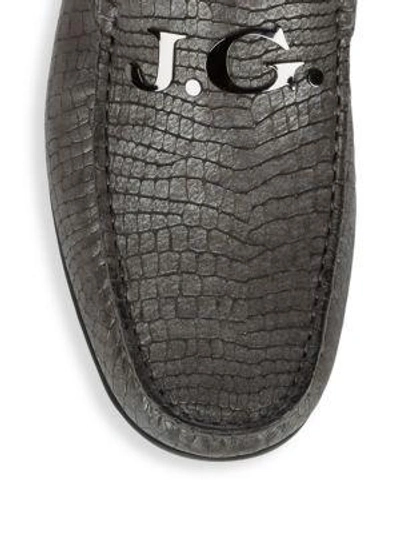 Shop John Galliano Embossed Leather Driver Shoe In Black